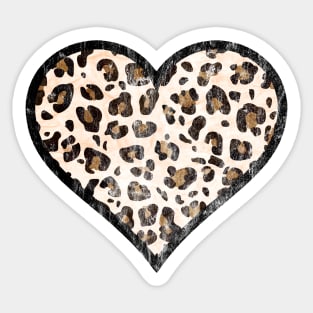 Distressed Leopard Print Heart Sticker